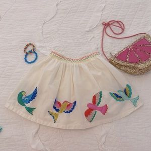 Bird appliqué skirt with lining